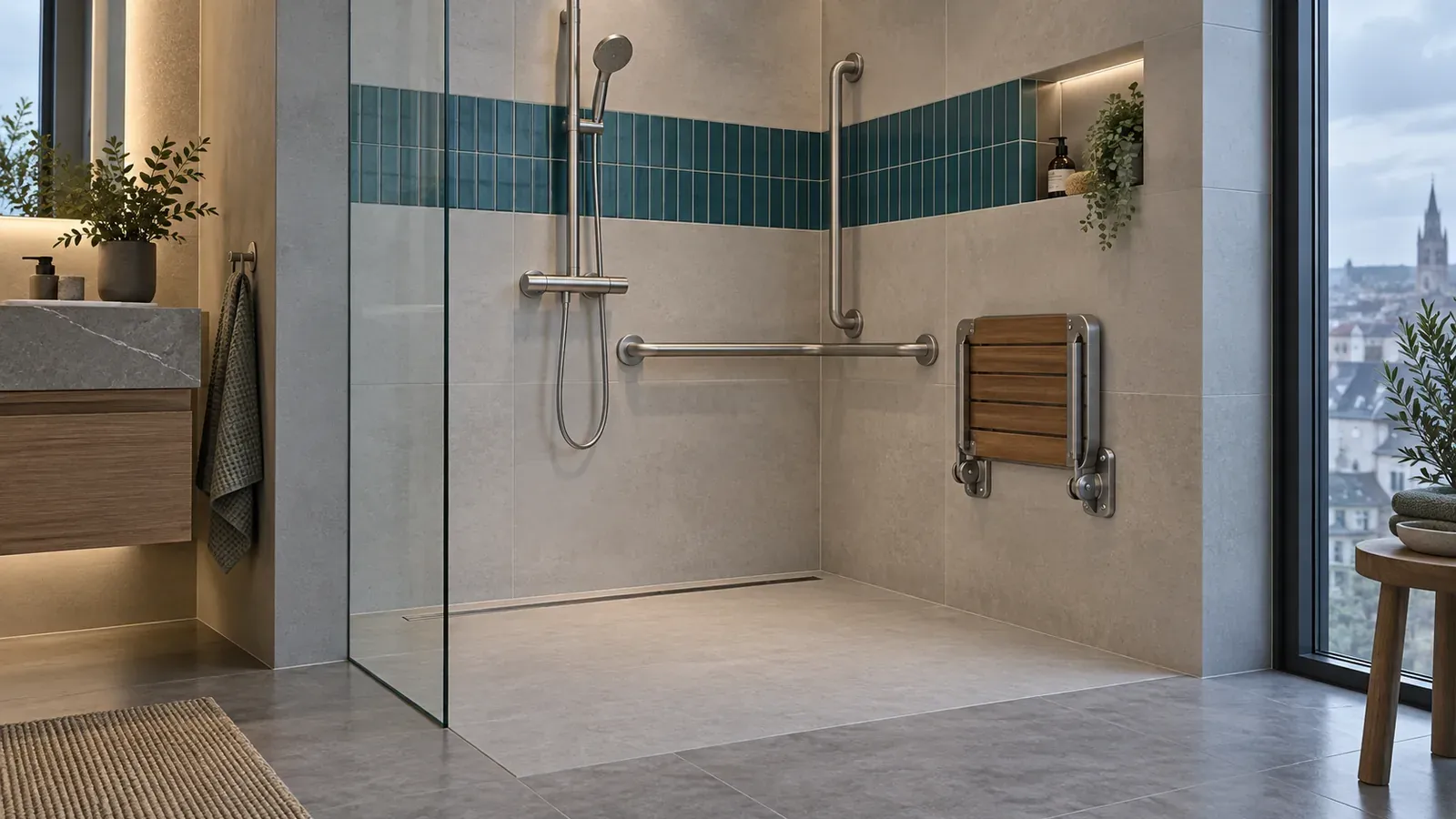 Illustration 3D : équipements de douche sécurisée
